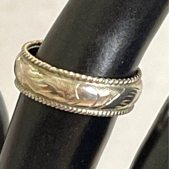 Sterling Silver 925 Women's Engraved Wedding Band Ring Rope Edge Size 6 Vintage - Picture 8 of 8